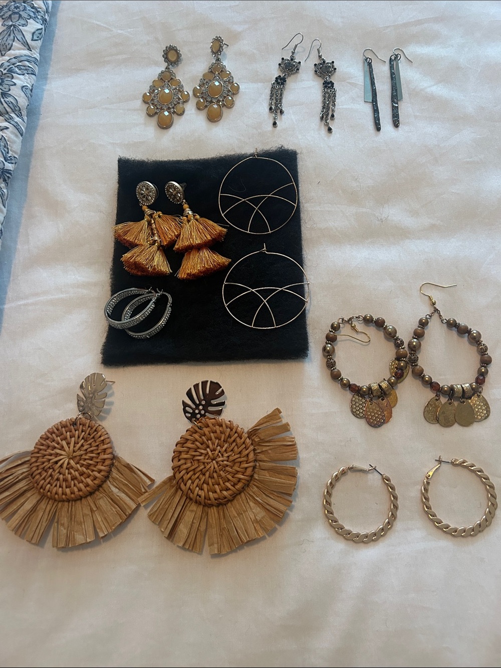 Assorted Women's Earrings Set – Gold and Tan Tones - Picture 2 of 2